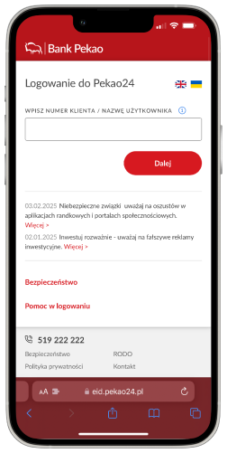 rejestracja za pośrednictwem banku Pekao