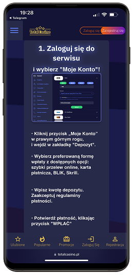 Algorytm jak dokonać wpłaty w Total, krok 1